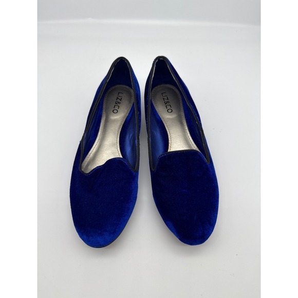 Liz & Co Women's Royal Blue Velvet Slip On Loafer Flats Comfortable Shoes, sz 8 - Picture 1 of 7